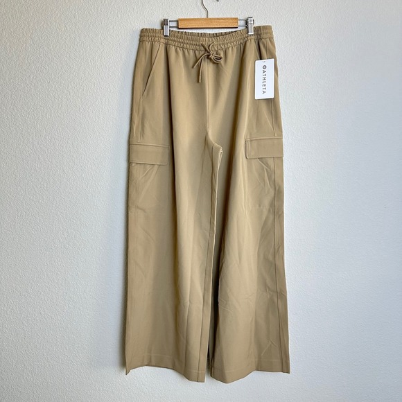 Athleta Pants - Athleta Promenade Cargo Pant Womens Medium Tan Khaki Wide Leg New 472171